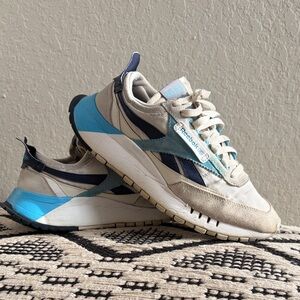 Reebok Legacy Men's White, Navy and Aqua Sneakers